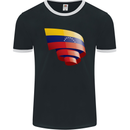 Curled Venezuela Flag Venezuelans Day Football Mens Ringer T-Shirt FotL Black/White