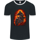Skull Biker Motorcycle Motorbike Grim Reaper 9 Mens Ringer T-Shirt FotL Black/White