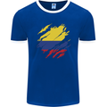 Torn Columbia Flag Columbian Day Football Mens Ringer T-Shirt FotL Royal Blue/White