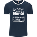Mum and a Nurse Nothing Scares Me Mothers Day Mens Ringer T-Shirt FotL Navy Blue/White
