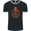 Grim Reaper in Medieval Satanic Robes Mens Ringer T-Shirt FotL Black/White