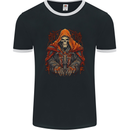 Grim Reaper in Medieval Satanic Robes Mens Ringer T-Shirt FotL Black/White