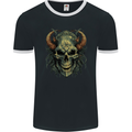 Devil Skull Demon Grim Reaper Satan Mens Ringer T-Shirt FotL Black/White