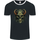 Devil Skull Demon Grim Reaper Satan Mens Ringer T-Shirt FotL Black/White