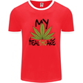 Weed My HealTHCare Cannabis Funny THC Mens Ringer T-Shirt Red/White