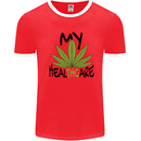 Weed My HealTHCare Cannabis Funny THC Mens Ringer T-Shirt Red/White