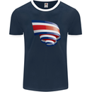 Curled Costa Rica Flag Rican Day Football Mens Ringer T-Shirt FotL Navy Blue/White