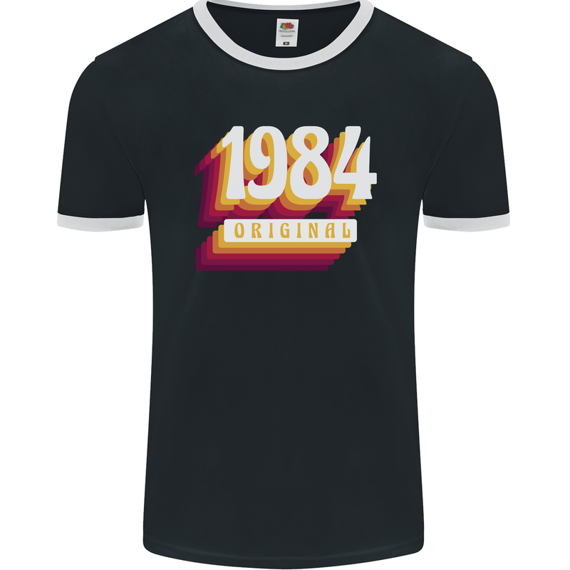 Retro 39th Birthday Original 1984 Mens Ringer T-Shirt FotL Black/White
