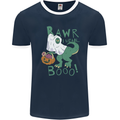 T-Rex RAWR I Mean Booo Halloween Dinosaur Mens Ringer T-Shirt FotL Navy Blue/White