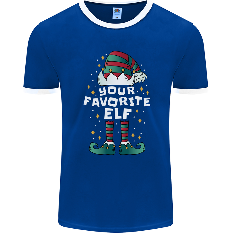 Your Favourite Elf Funny Christmas Xmas Mens Ringer T-Shirt FotL Royal Blue/White