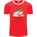 Torn Iran Flag Iranian Day Football Mens Ringer T-Shirt FotL Red/White