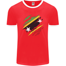 Torn Saint Kitts and Nevis Flag Day Football Mens Ringer T-Shirt FotL Red/White