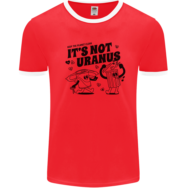 Funny Climate Change Its Not Uranus Mens Ringer T-Shirt Red/White