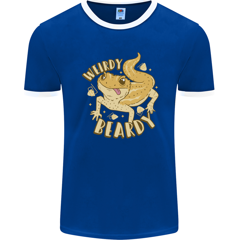 Weirdy Beardy Funny Bearded Dragon Mens Ringer T-Shirt FotL Royal Blue/White