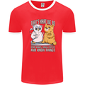 An Owl & Cat Book Reading Bibliophile Mens Ringer T-Shirt Red/White