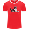 A Border Collie Dog Mens Ringer T-Shirt FotL Red/White