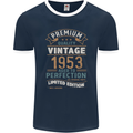 Premium Vintage 70th Birthday 1953 Mens Ringer T-Shirt FotL Navy Blue/White