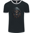 Crazy Grim Reaper Skull Demon Heavy Metal Mens Ringer T-Shirt FotL Black/White