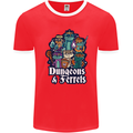 Dungeons & Ferrets Role Play Games RPG Mens Ringer T-Shirt FotL Red/White