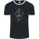Skull Biker Motorcycle Motorbike Grim Reaper 32 Mens Ringer T-Shirt FotL Black/White