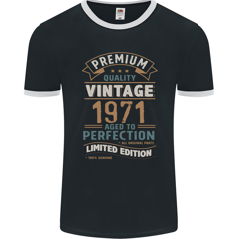Premium Vintage 52nd Birthday 1971 Mens Ringer T-Shirt FotL Black/White