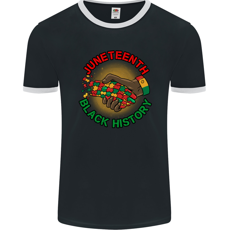 Juneteenth Black History Month Mens Ringer T-Shirt FotL Black/White