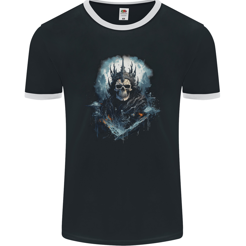 Minister of Evil Skull Mens Ringer T-Shirt FotL Black/White