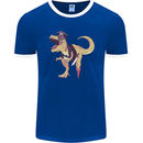 Pirate T-Rex Funny Dinosaur Mens Ringer T-Shirt FotL Royal Blue/White