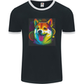 A Colourful Shiba Inu Dog Mens Ringer T-Shirt FotL Black/White