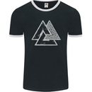 Valknut Symbol Vikings Gym With White Print Mens Ringer T-Shirt FotL Black/White