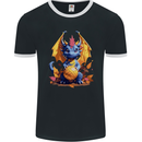 Cute Volleyball Dragon Kawaii Mens Ringer T-Shirt FotL Black/White