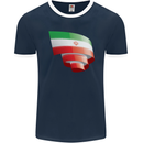 Curled Iran Flag Iranian Day Football Mens Ringer T-Shirt FotL Navy Blue/White