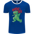 Karat-Rex Karate T-Rex Dinosaur Mens Ringer T-Shirt FotL Royal Blue/White