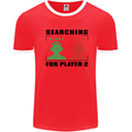 Player Two Wanted Funny Singles Day Gamer Mens Ringer T-Shirt Red/White