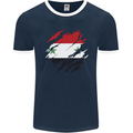 Torn Syria Flag Syrian Day Football Mens Ringer T-Shirt FotL Navy Blue/White