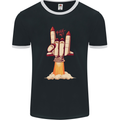 Rock On Salute Funny Space Rocket Ship Mens Ringer T-Shirt FotL Black/White