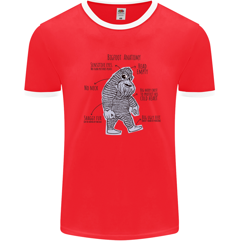 The Anatomy of Bigfoot Mens Ringer T-Shirt Red/White