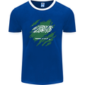 Torn Saudi Arabia Flag Arabian Day Football Mens Ringer T-Shirt FotL Royal Blue/White