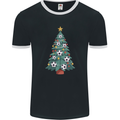 Christmas Football Tree Xmas Soccer Footy Mens Ringer T-Shirt FotL Black/White