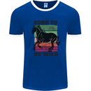 Born to be Wild Horse Riding Equestrian Mens Ringer T-Shirt Royal Blue/White