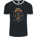 Soldier Skull With Helmet and Headphones Mens Ringer T-Shirt FotL Black/White