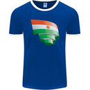 Curled Niger Flag Nigerien Day Football Mens Ringer T-Shirt FotL Royal Blue/White