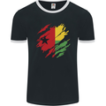 Torn Guinea-Bissau Flag Day Football Mens Ringer T-Shirt FotL Black/White