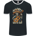 Happy Cinco De Mayo Day Mexico Skull Guitar Mens Ringer T-Shirt FotL Black/White