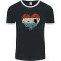 Love Flag Luxembourg Football Mens Ringer T-Shirt FotL Black/White