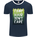 Camp Hair Dont Care Funny Camping Caravan Mens Ringer T-Shirt FotL Navy Blue/White