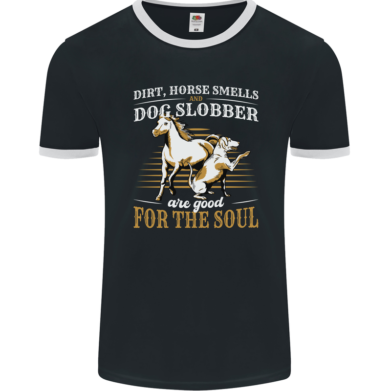 Dog & Horse Funny Quote Mens Ringer T-Shirt FotL Black/White