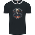 American Eagle With USA Flag Shield Mens Ringer T-Shirt FotL Black/White