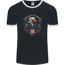 American Eagle With USA Flag Shield Mens Ringer T-Shirt FotL Black/White