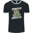 Jingle Shell Funny Christmas Tortoise Turtle Xmas Mens Ringer T-Shirt FotL Black/White